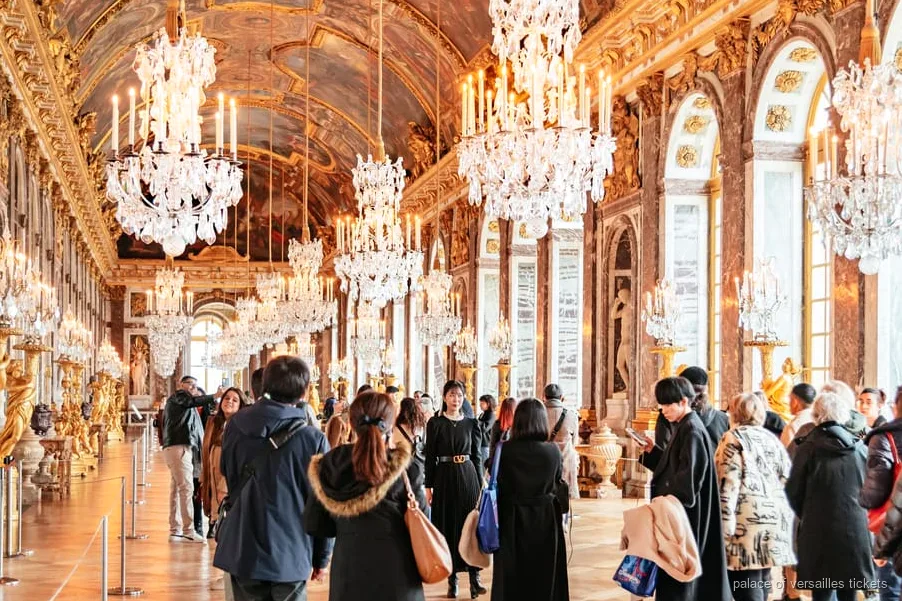 Entrébiljett till Versailles slott, interiör i Spegelsalen